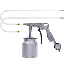 TCP Global Air Undercoating Spray Gun with Gauge, Suction Feed Cup & 2 Wands - 22" Long Flexible Extension Wand with Multi-Directional Nozzle - Sprayable Bed Liner, Rubberized Truck Undercoating