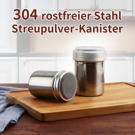 TTXSWJX Stainless Steel Powder Shaker Set, 2 Pieces Stainless Steel Powder Shakers with Lid, 16 Cappuccino Pattern Shapes, Multifunctional Powder Shaker for Baking and Cooking at Home Restaurant