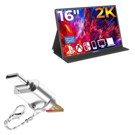 BoxWave Adapter Compatible with YUBWVO 2K 144HZ Portable Gaming Monitor (16 in) - Micro SD Card miniReader, USB Type-C OTG Reader USB3.0 Adapter Keychain - Metallic Silver