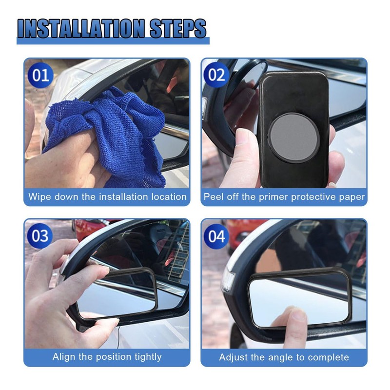 UHANBUT 2PCS Rectangular Blind Spot Mirror for Car, HD Glass