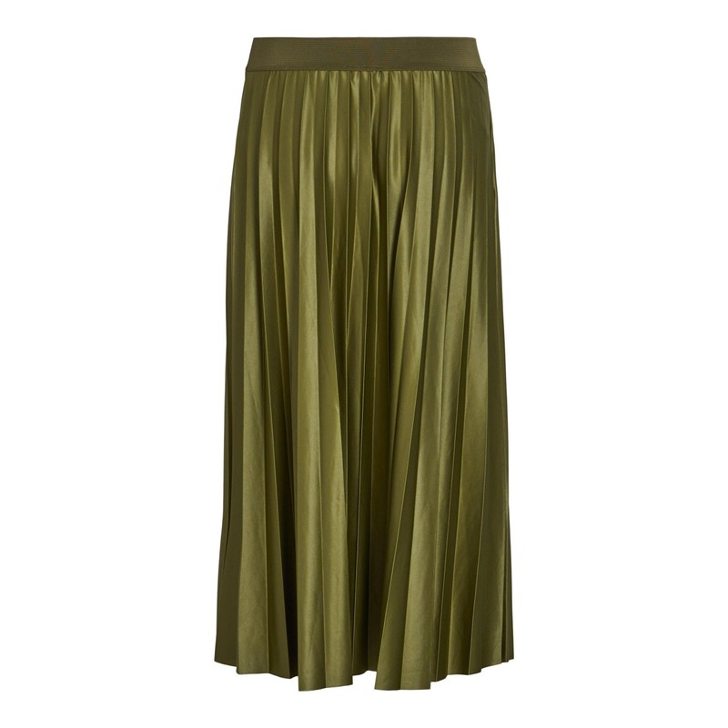 Vila Female Pleated Midi Skirt, Capulet Olive