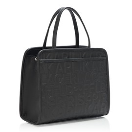 KARL LAGERFELD Women's Essential Maybelle Satchel Bag, Black/Silver