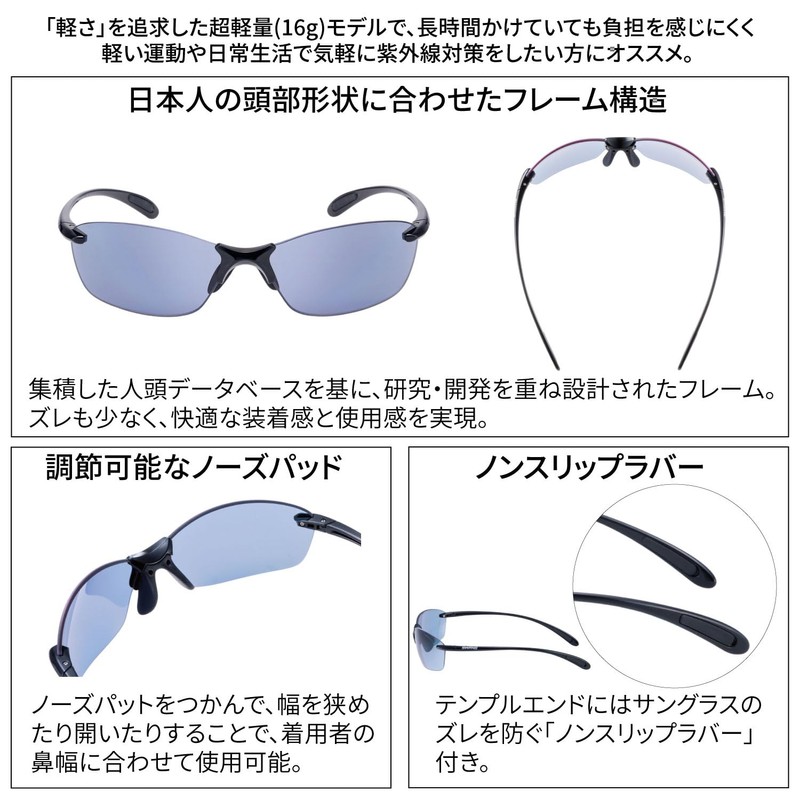 SWANS Airless-Leaf Fit SALF-0067 BK Sports Sunglasses, Ice Blue Polarized