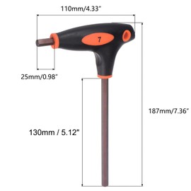 TA-VIGOR 1Pcs 7mm T-Handle Hex Key Wrench, Dual-End T-Bar Metric Allen Wrench Tool, S2 Steel for Bike, Furniture, and Mechanical Repair