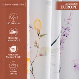 Maison d' Hermine Curtains for Living Room 100% Cotton 108 inch Length One Panel Light Filtering Curtains for Bedroom Windows with Rod and Loop Pockets Drapes (Summer Floral Pink, 50" W x 108" L)