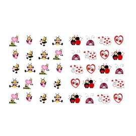 40 Valentine Bumble Bees and Ladybug Waterslide Nail Decals/Nail art