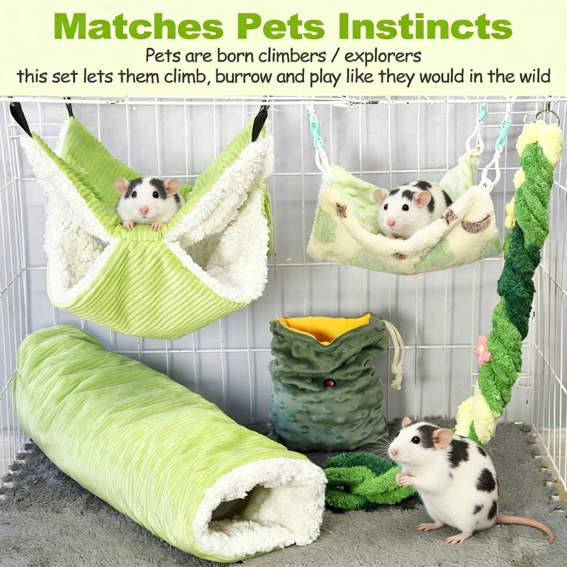 Hamiledyi Ferret Hammock 5 Pack Sugar Glider Climbing Ropes Toys