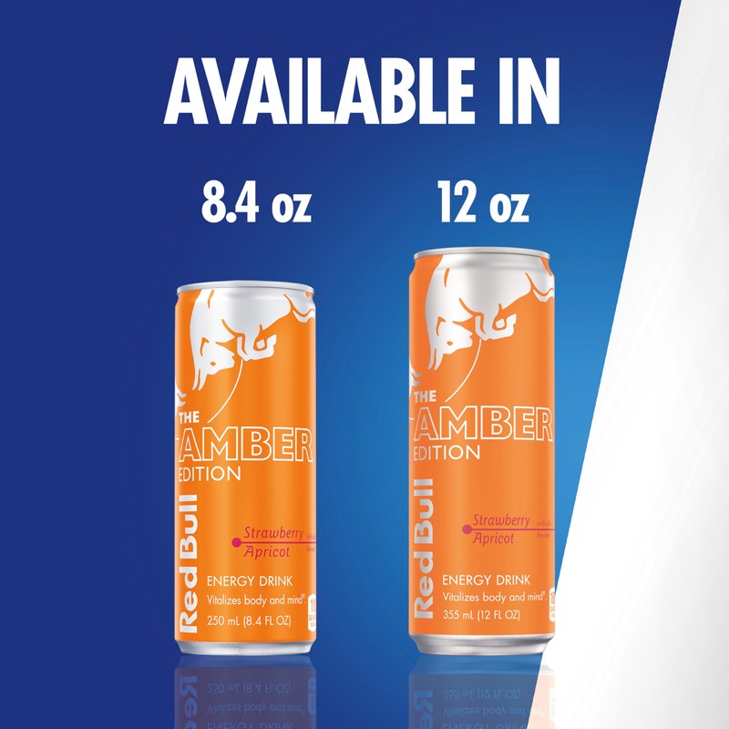 Red Bull Amber Edition Energy Drink, Strawberry Apricot, with 80mg