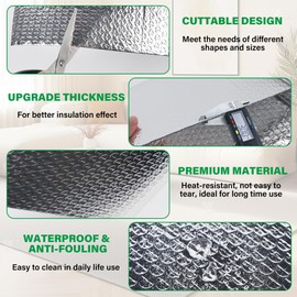 winemana Window Insulation Roll, 59IN x 8FT Reflective Heat Shield Bubble Film, Double-Sided Aluminum Foil Insulation, Weatherproof Garage Door Cover for Windows, RV, Basement, Winter & Summer