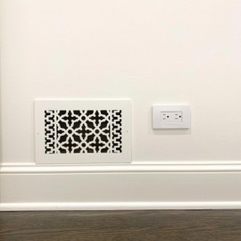 Reggio Registers Scroll 14 x 6 inch Aluminum Grille with Mounting Holes - White, Made in USA | 816-AWH