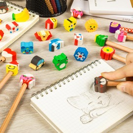 Ospvcwk Pencil Top Erasers for Kids - 50 Pack Assorted Cute Fruit Animal Cap Erasers Bulk, Latex Free Pencil Eraser Tops for Party Favors, Kids Back to School Supplies, Classroom Rewards