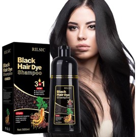 Hair Dye Shampoo Black 3-in-1 Colour Shampoo - Instant Colouring Shampoo for Men & Women, Black Hair Dye Shampoo Grey Hair (500 ml)