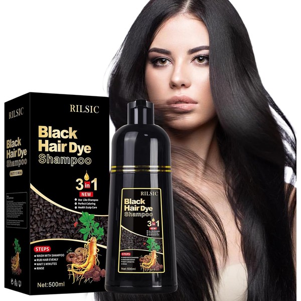 Hair Dye Shampoo Black 3-in-1 Colour Shampoo - Instant Colouring