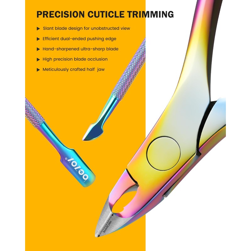 BEZOX Cuticle Nippers with Cuticle Pusher Set - Precise Cuticle