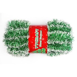 YYCRAFT 15 Yards (45 Feet) Commercial Length Thick Foil Tinsel Christmas Garland Classic Christmas Decorations (Green/White)