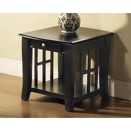 Steve Silver Company Cassidy End Table, for Living Room or Bedroom, Bottom Shelve Storage, Brushed Nickel Hardware, Transitional Styling, 28" D x 23" W x 23" H, Black