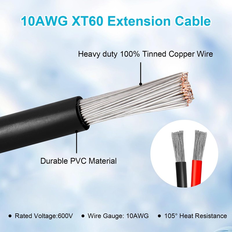 Kimbluth 10AWG 15FT XT60 Extension Cable 2 3 5 10