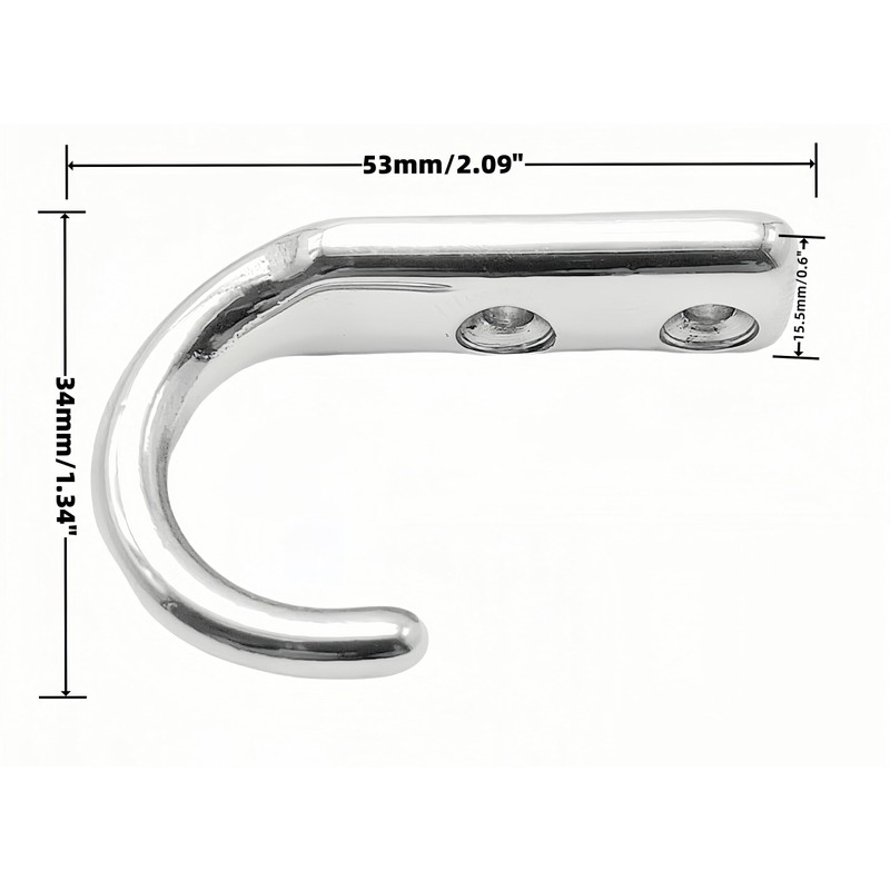 Heavy Duty Stainless Steel 316 Wall Hooks, Marine Grade Wall