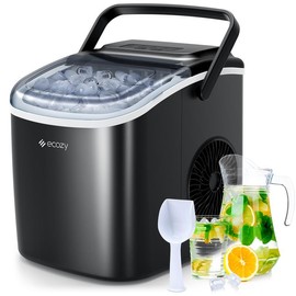 ecozy Portable Countertop Ice Maker, 9 Ice Cubes in 6 Minutes, 26 lbs Daily Output,Self-Cleaning with Ice Bags, Scoop, and Basket Kitchenware Home - Color: black