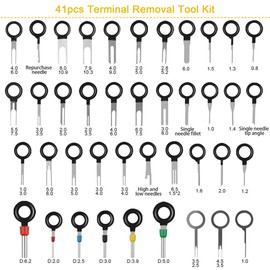 WJMY Unlocking Tool Pin Removal Tool 41 Pieces Car Cable Plug Removal Tool Terminal Plug Connection Disassembly Pin for Flat and Round Plug Contacts