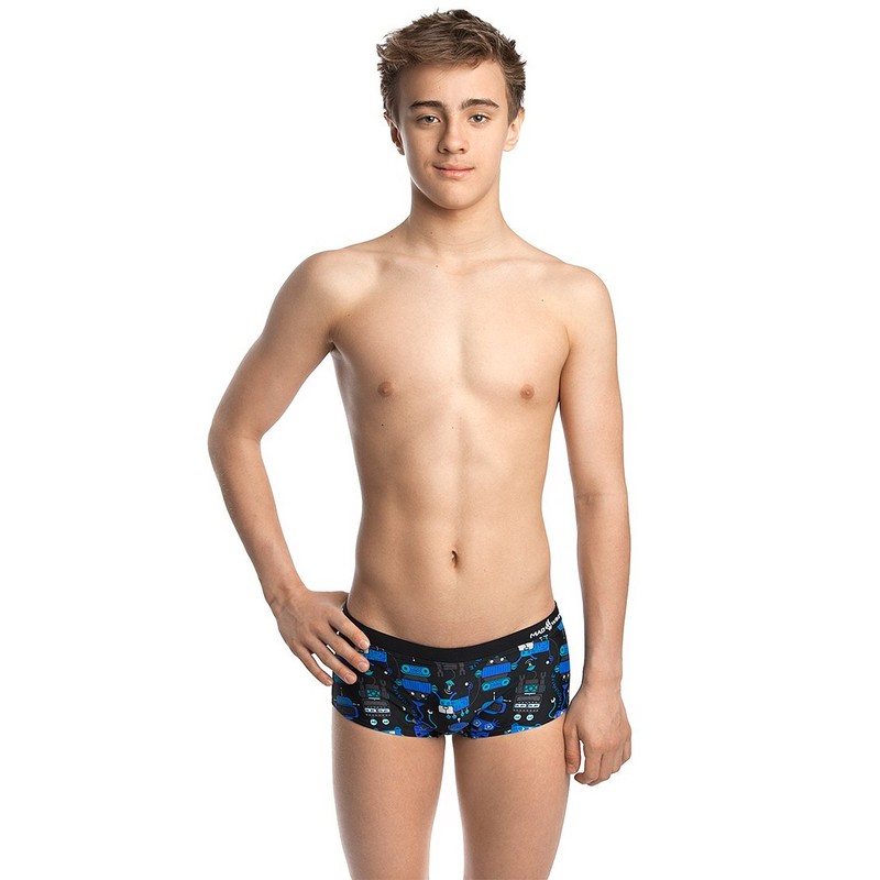 Robots Boy's Swim Shorts - Black, 2X-Large