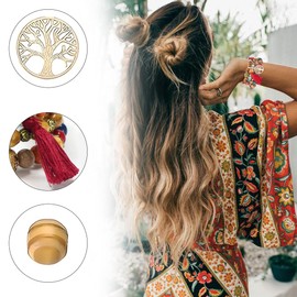 LICHUANUK Boho 4 Stück Armbänder Holzperlen Quaste Armband, Chakra Armband für Frauen, Natürliches Kristall heilsteine armband, Frauen Baum des Lebens Charm Statement Armreifen, Rot