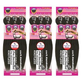 MULTI-PACK DEAL 3PACK! Janet Collection Nala Tress 3X EZ SPLIT Pre-Sectioned Pre-Stretched Braid Knotless Extremely light weight 100% Kanekalon Fiber 36Inch 9Bundles (36”, COLOR #OET1B/30)