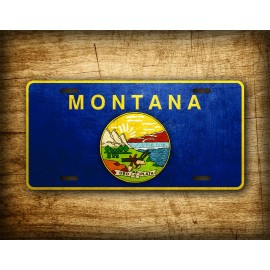 SignsAndTagsOnline Montana Weathered Metal Flag License Plate Antique MT State Flag Auto Tag