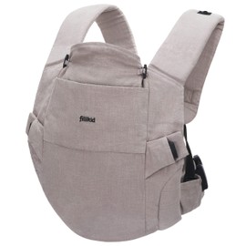 Fillikid Babytrage Natural - Kindertrage aus Baumwolle und Brennesselfaser Stoff, multifunktionale Tragehilfe ab 3,5 kg - Bauchtrage und Rückentrage - Grau