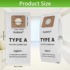 Gudotra 10 Pack Type A Vacuum Bags Replacement for Riccar Upright Vacuums Cleaner R-Series 2000 4000 S20EZM 5000 6000 Replace Part RAH-6 SAH-6
