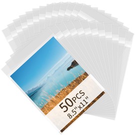 Svaldo Acid Free Paper Protector Sheets, Clear Plastic Sleeves for Paper 8.5x11 Clear Sleeves for Art Prints 8x10 Photo Sleeves Comic Book Sleeves Sheet Protectors Document Protectors, Pack of 50