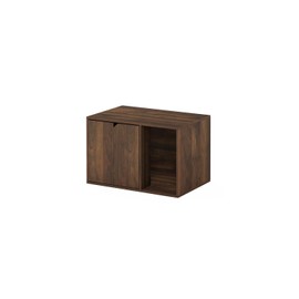 HomeStock African Artistry Small Litter Box Enclosure Columbia Walnut 23.6W x 15.7D x 15.8H Inches Multifunctional Furniture for Pets and Home Decor