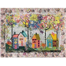 Fiberworks Birch Street Collage Laura Heine Fused Art Quilt Pattern, Finishes 38" x 50"