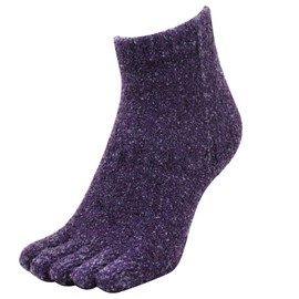 SocksDEPO Socks, Made by a Tebukuro Shop, "Mokomoko 5 Toe Socks, Loose Fit, Single, Short Type", Fleece-Lined, Made in Japan, Heather Purple, Approx. 7.5 - 10.6 inches (19 - 27 cm), heather purple