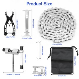 Bike Chain, 6/7/8 Speed Bicycle Chain Link Removal Tools Kit Mountain Road Cycling Chain Maintenance Tool Kit, Bicycle Accessories Bike Chain for Road Mountain Racing Cycling (116 Links, 1/2 × 3/32")