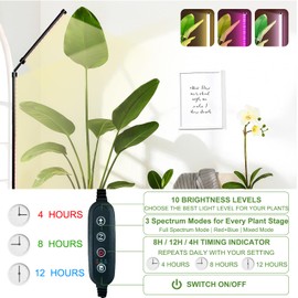 Standing Grow Light for Indoor Plants, 65'' Adjustable Tall Grow Light with Stand, 3 Light Modes & 10 Dimmable Levels, Floor Grow Light with Timer for Large Indoor Plants, Herbs, Corners