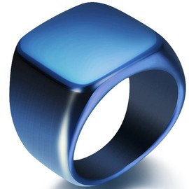 Jude Jewelers Stainless Steel Signet Ring Black Silver Gold Classical Cocktail Husband Father Valentine (Blue, 16)