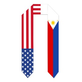 Neko-Baby Philippine and USA Combo Flag Graduation Sash Stole for Study Aboard International Students 72 Inch Length