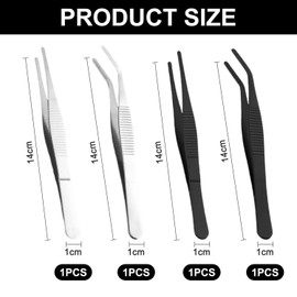 MEMOFYND 4 Pieces Of Stainless Steel Tweezers, Straight-Head Elbow Tweezers, Multi-Functional Metal Tweezers, Reusable Anti-Slip Precision Tweezers, Diy Process Tweezers.