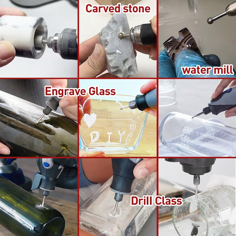 46 Grit 10 Shapes Diamond Grinding Bits Stone Glass Carving