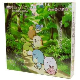 Arias WC23017SXSG-BE Sumikko Gurashi Wall Clock, Analog, Diameter 10.2 inches (26 cm), Continuous Second Hand, Forest Scene, Cream