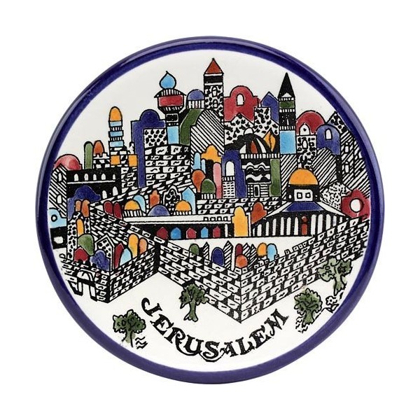Jerusalem City Walls and Old City View Armenian Ceramic Plate
