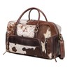 Cowhide Duffel Bag, Large Size, Unisex Travel Bag, Brown Leather,