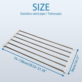 Hershii Adjustable Closet Shelf Wardrobe Rail Metal Hanging Rod Storage Rack Extendable Clothes Divider Separator Organizer for Cabinet Cupboard Kitchen Bathroom, (29.52''-51.18'') X 14.17''