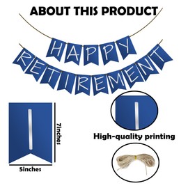 Retirement Party Decoration - Happy Retirement Blue & Silver Banner For Coworks Women Men - Wall Hanging Decor for Outdoor Mantle Fireplace - Farewell Party Supplies & Decor Banner for Home Office-A04