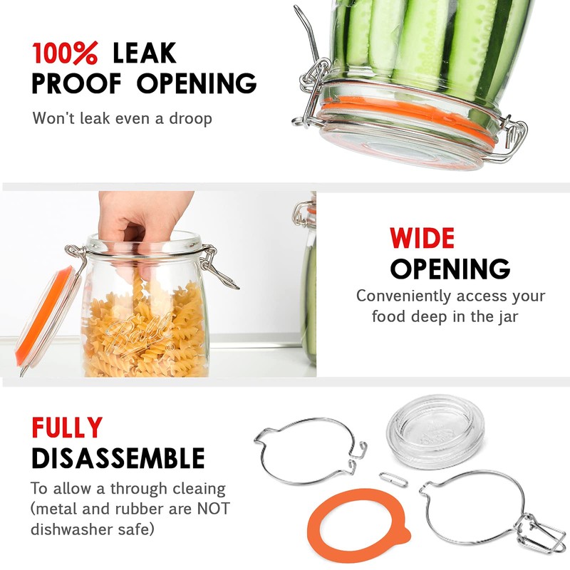 Anwoi Wide Mouth Glass Jars with Airtight Lid 32OZ 4