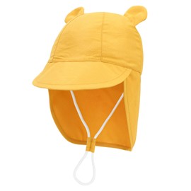 JUPSK Baby Sun Hat Toddler Bucket Hat Wide Brim Summer Beach Cap with Neck Protection UPF50for Kids Child Boys Girls 6-12 Months (Yellow)
