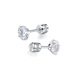 MIKAMU Earrings, Popular, Unisex, High Grade Zirconia, Surgical Stainless Steel, Unisex, For Both Ears, Jewelry, Includes Exclusive Box, Cubic Zirconia Metal, Cubic Zirconia