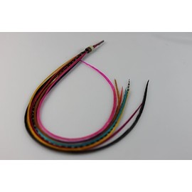 7"-10" in Length 8 Feathers in total- Happy Rainbow Mix Feathers Bonded At the Tip To Make One Extension.