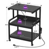 Unikito 3-Tier Printer Stand with Charging Station, Adjustable Rolling Cart